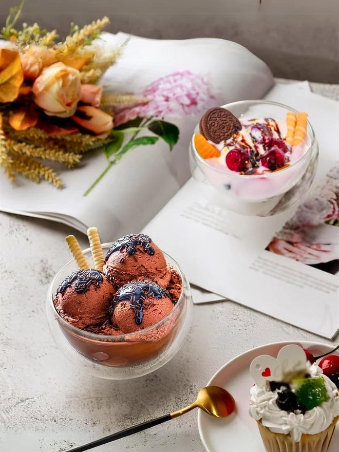 1CHASE Set of 4 -Double Wall Glass Dip Bowl 100ml - Image 2
